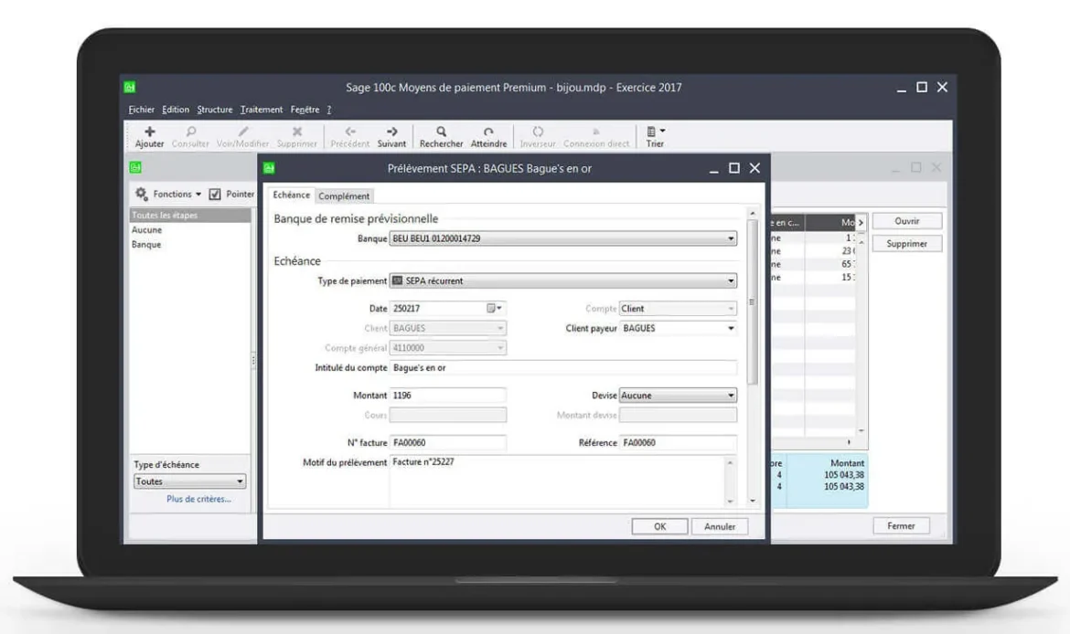 sage 100 moyens de paiements Géstion des encaissements